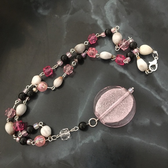 Black Pink White Necklace Pendant - Picture 2 of 6